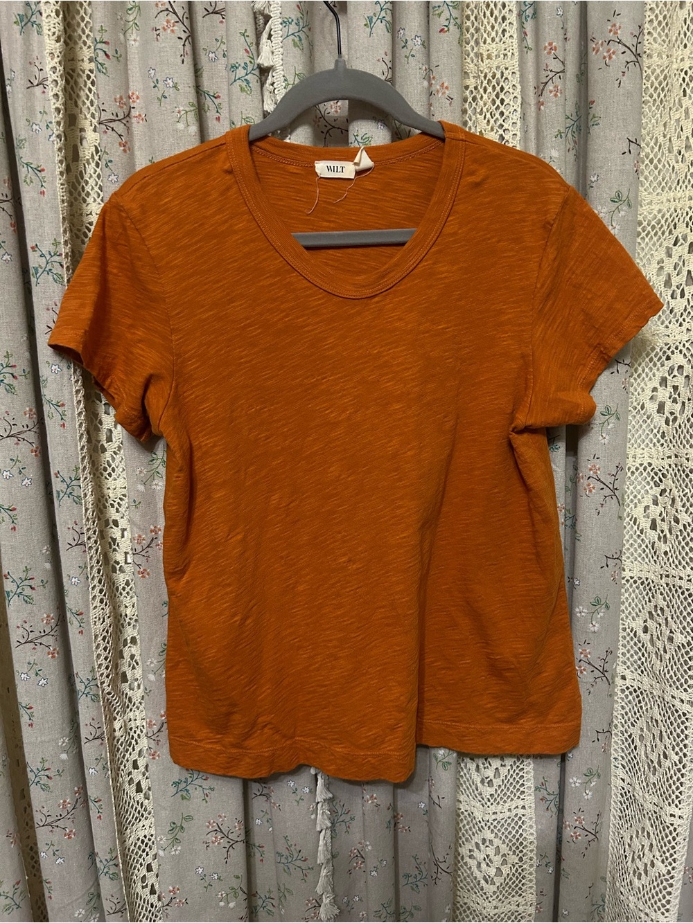 Wilt Slub Cotton Tee Orange Made in USA Relaxed Fit Size M